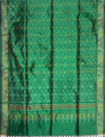 Green colour Ikkat Handloom silk duppata