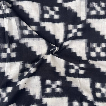 Geometric Triangle Strips Ikkat Cotton Fabric