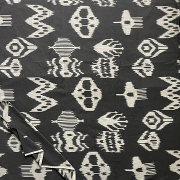 Black Central Asian Ikkat Cotton Fabric