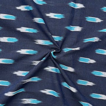 Navi Blue Colour Ikkat Cotton Fabric