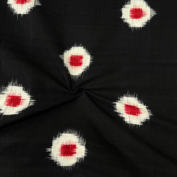 Double Ikkat Cotton Fabric in Red & Black