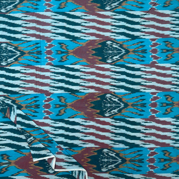 Blue Uzbek ikkat cotton Fabric