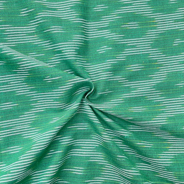 Green Colour Ikkat Cotton Fabric
