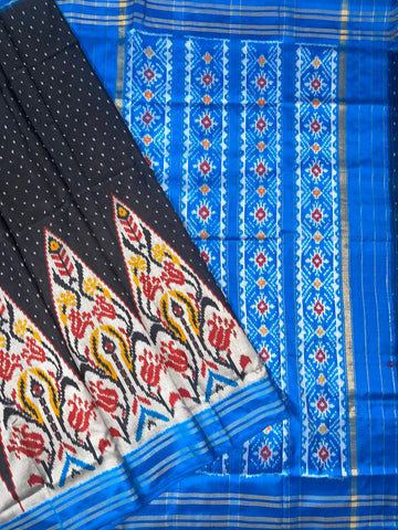 Black Uzbek IKkat Silk Sari