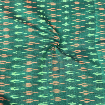 Mersiced Green Colour Ikkat Cotton Fabric