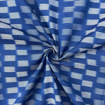 Indigo Blue Mersiced Ikkat Cotton Fabric