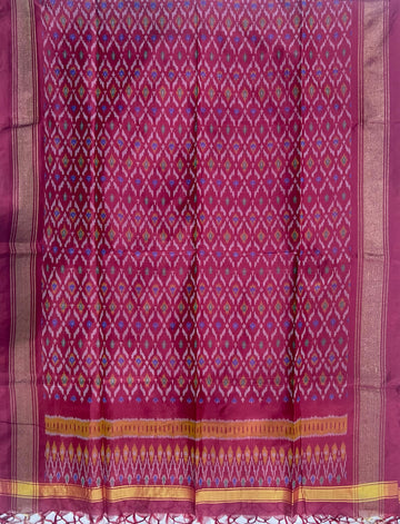Maroon Colour Pochampally Ikkat Silk Cotton Duppata