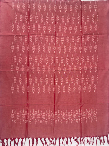 Pochampally Ikkat Cotton Duppata In Pestal Pink Colour