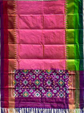Baby Pinkl colour Ikkat Handloom silk duppata