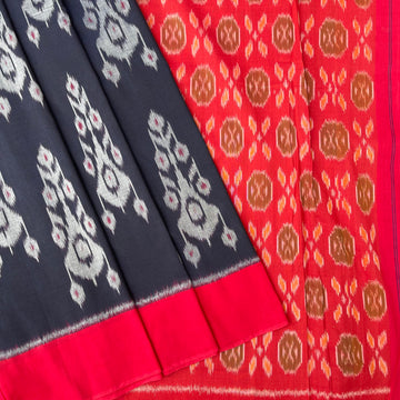 Navy Blue Ikkat Cotton Sari
