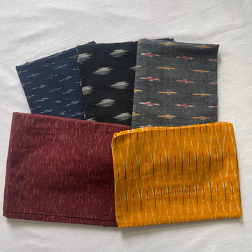 Buy 3 Get 2 Free" offer for the set of 5 blouse fabrics (1 meter each):
