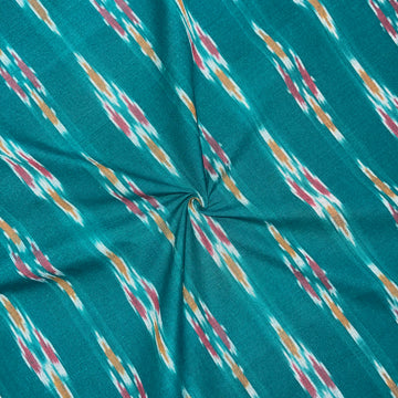 Green Color Pochampally ikkat Cotton Fabric