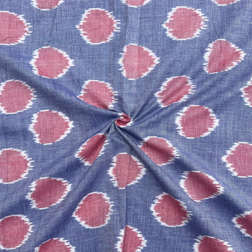 Polka dots ikkat cotton fabric