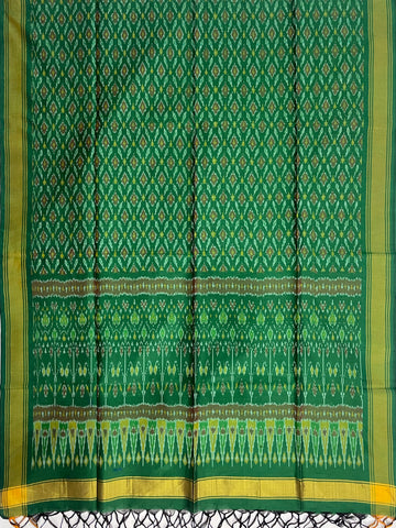 Green Colour Pochampally Ikkat Silk Cotton Duppata