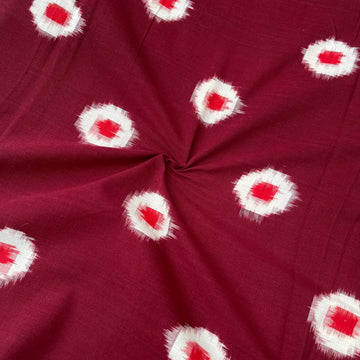 Maroon Color Pochampally Ikkat Cotton Fabric