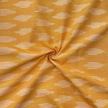 Yellow Colour Ikkat Cotton Fabric