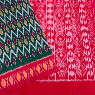 Green Cambodian Ikkat Cotton Sari
