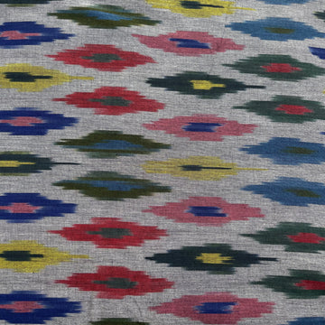 Grayish Multi colour Ikkat Cotton Fabric