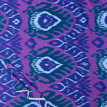 Purple Central Asian Ikkat cotton Fabric