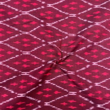 Mersiced Maroon Colour Ikkat Cotton Fabric