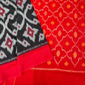 Pochampally Ikkat cotton Saree in Black & Red