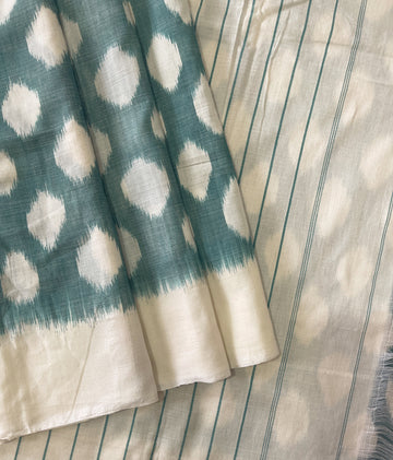 Polka Dots Ikkat cotton Saree