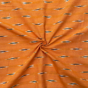 Mustard Yellow Colour Ikkat Cotton Fabric