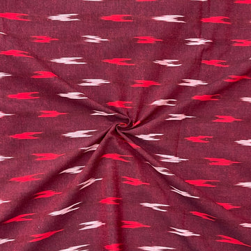 Maroon Colour Ikkat Cotton Fabric
