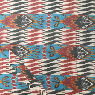 Off white central Asia Ikkat Cotton Fabric
