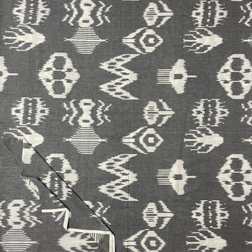 Grey New Central Asian Ikkat Cotton Fabric