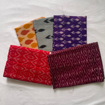 Buy 3 Get 2 Free" offer for the set of 5 blouse fabrics (1 meter each)