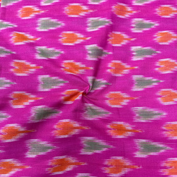 Mersiced Pink Colour Ikkat Cotton Fabric