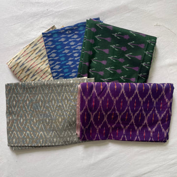 🌟 Festive Combo Offer: Handloom Ikkat Blouse Fabric – Set of 5 (1 Meter Each) 🌟