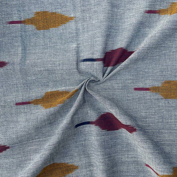 Leaf Design Ikkat Cotton Fabric