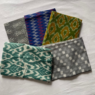 Buy 3 Get 2 Free" offer for the set of 5 blouse fabrics (1 meter each)