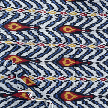 Off white Central Asian Ikkat Cotton Fabric