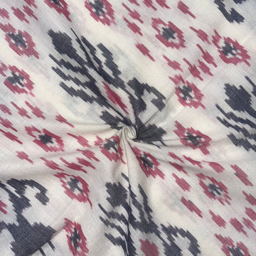 Off White Color Pochampally ikkat Cotton Fabric