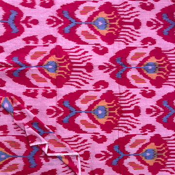 Pink central Asian ikkat cotton Fabric