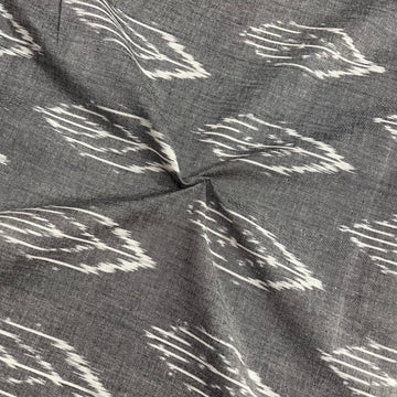 Gray Color Pochampally ikkat Cotton Fabric