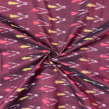 Marron Mersiced Ikkat Cotton Fabric