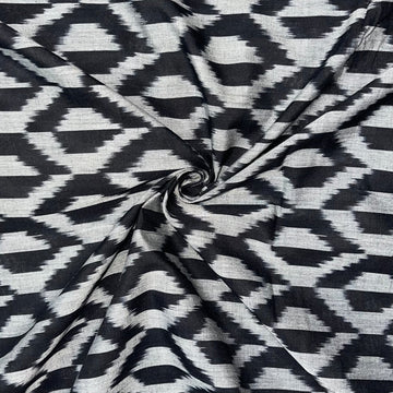 Black Mersiced Ikkat cotton Fabric