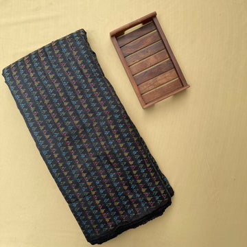 Black Color Ikkat Raw silk Fabric