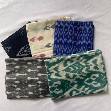 Buy 3 Get 2 Free" offer for the set of 5 blouse fabrics (1 meter each)