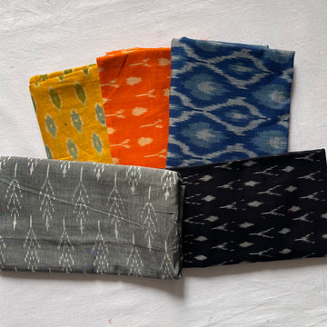 Buy 3 Get 2 Free" offer for the set of 5 blouse fabrics (1 meter each)