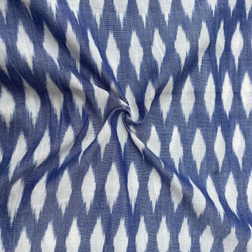 Mersiced Pastel Blue Colour Ikkat Cotton Fabric