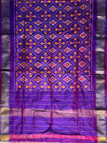 Purple colour Pochampalli Ikkat Handloom silk duppata