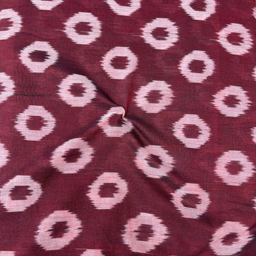 Mersiced Maroon Colour Ikkat Cotton Fabric