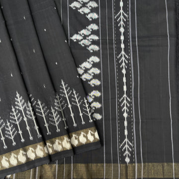 Black Ikkat cotton sari
