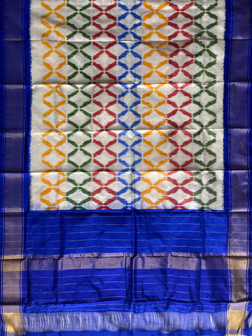 Blue colour Pochampalli Ikkat Handloom silk duppata