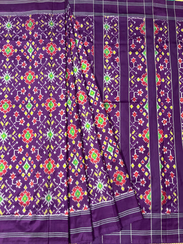 Purple Ikkat silk Sari